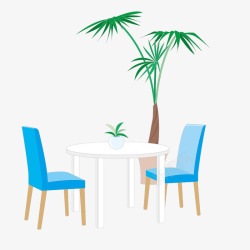 用餐场景蓝色椅子桌子用餐场景矢量图高清图片