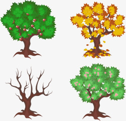 手绘不同季节的树素材