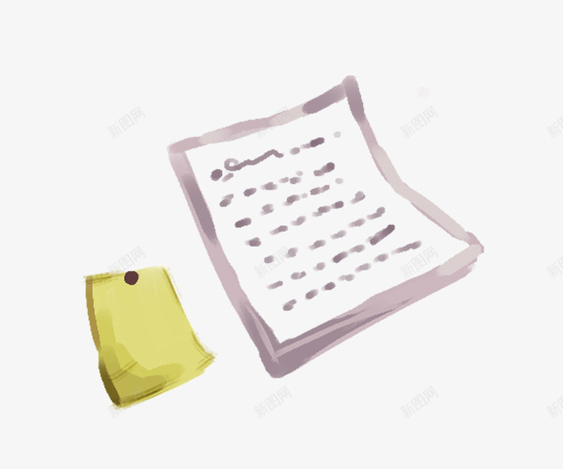 手绘纸张png免抠素材_新图网 https://ixintu.com 写字 卡通纸张 手绘纸 紫色 纸 黄色