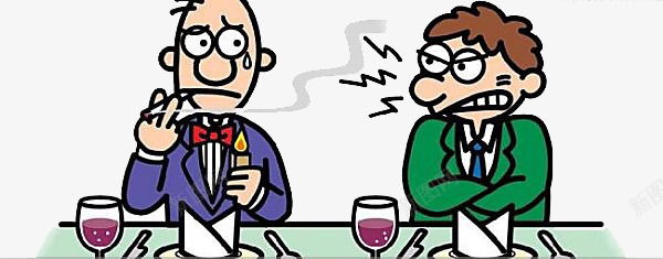创意禁烟png免抠素材_新图网 https://ixintu.com 卡通 抽烟的男人 餐桌上