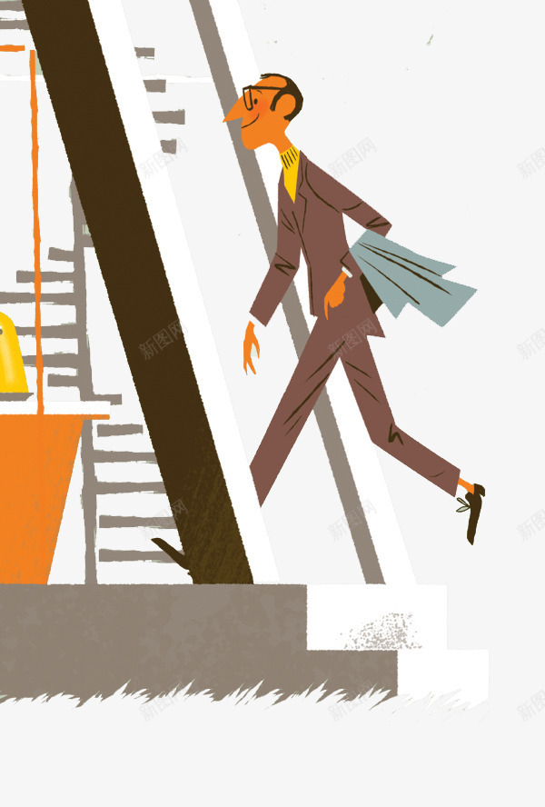 扁平化上楼梯的男人png免抠素材_新图网 https://ixintu.com H5页面素材 上楼梯的男人 卡通 卡通人物 扁平化 扁平素材 电商卡通 网页设计卡通