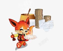 卡通笼屉小狐狸包饺子高清图片