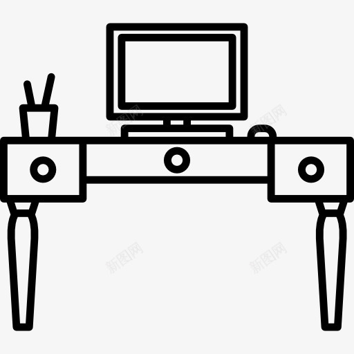 电脑桌图标png_新图网 https://ixintu.com 复古 家具 工作场所 工作室 建筑 桌子