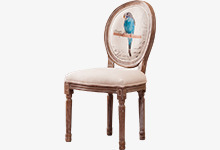 鹦鹉图案白色椅子鹦鹉图案家具高清图片