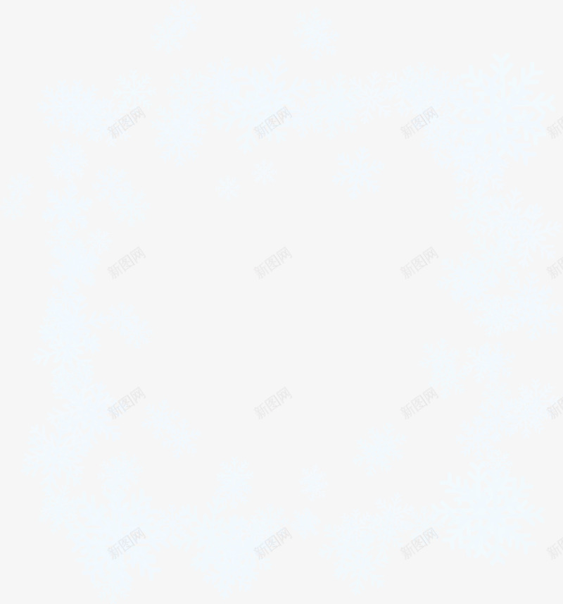 蓝色雪花框架png免抠素材_新图网 https://ixintu.com 冬季雪花 清新花纹 漂浮雪花 简约框架 蓝色雪花 边框纹理