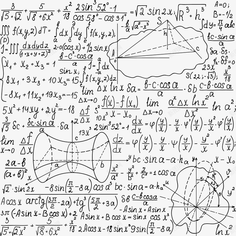 漂浮数学公式笔记矢量图eps免抠素材_新图网 https://ixintu.com 公式笔记 教育 数学公式 漂浮 矢量图