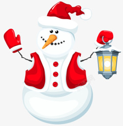 卡通红色圣诞雪人吊灯素材