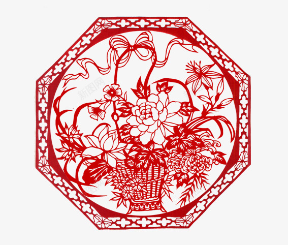 蝴蝶花剪纸png免抠素材_新图网 https://ixintu.com 中国风 剪纸 剪纸花 新年素材 春节 红色 节日素材