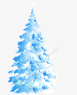 蓝色温情暖冬树木素材