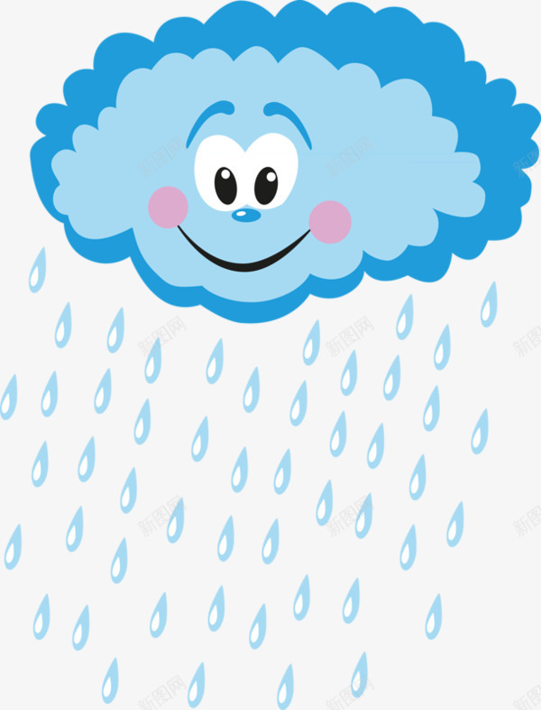 蓝色雨点png免抠素材_新图网 https://ixintu.com 云彩 云朵 手绘 漂浮 蓝色 雨点