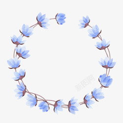 蓝色莲花植物花环素材