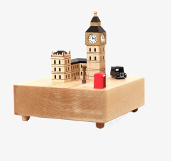 木质音乐盒城堡音乐盒高清图片