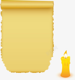 黄色复古蜡烛纸张素材