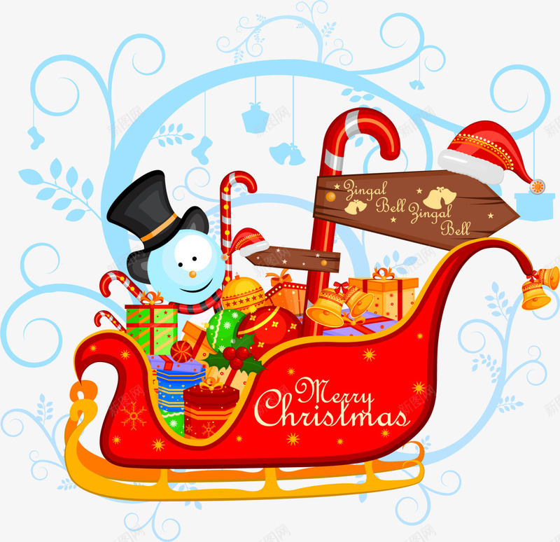 圣诞节红色大气雪橇png免抠素材_新图网 https://ixintu.com 圣诞帽 圣诞礼物 圣诞节雪橇 大气雪橇 白色雪人 红色雪橇