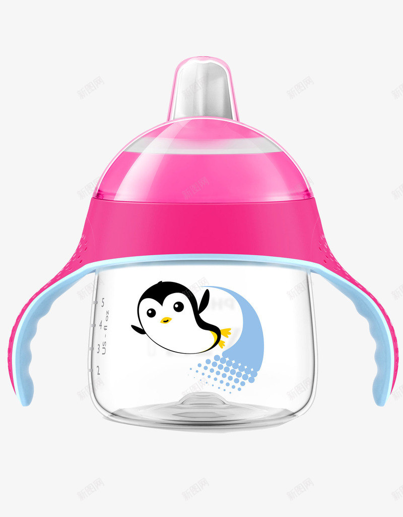 儿童奶瓶水杯png免抠素材_新图网 https://ixintu.com 产品实物 卡通企鹅 粉色