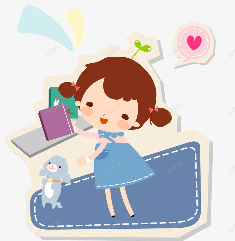 可爱的小女生png免抠素材_新图网 https://ixintu.com 元素 卡通 可爱 天真 女生