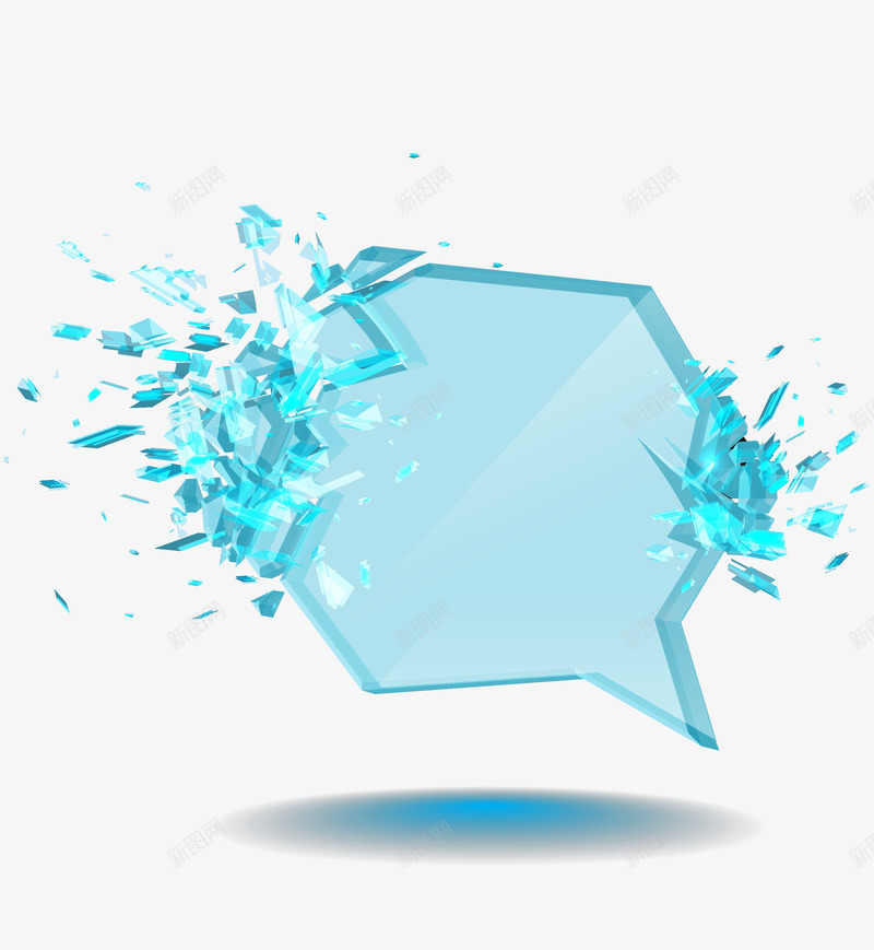 破碎的玻璃对话框png免抠素材_新图网 https://ixintu.com 对话框 玻璃 破碎 蓝色