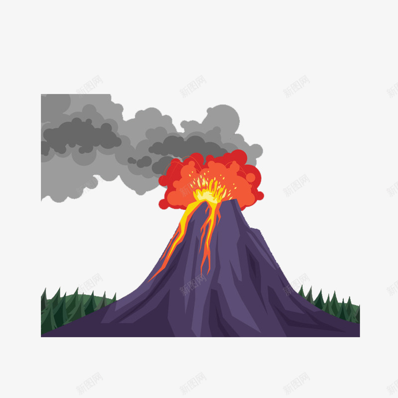 火山爆发png免抠素材_新图网 https://ixintu.com 小草 山 火山手绘 烟雾