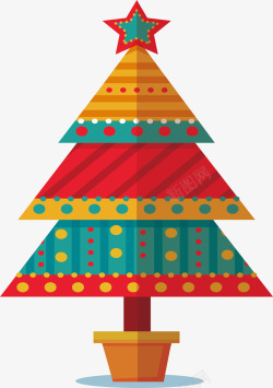 三角彩色圣诞树矢量图素材
