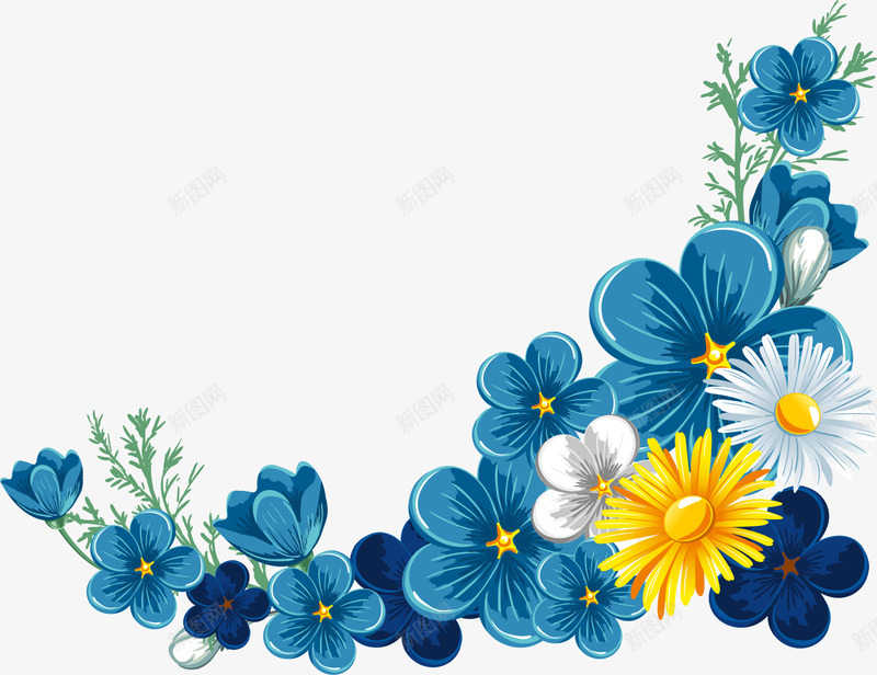 蓝色花朵植物png免抠素材_新图网 https://ixintu.com 免抠PNG 植物 美丽 花朵 花藤 蓝色 装饰图案