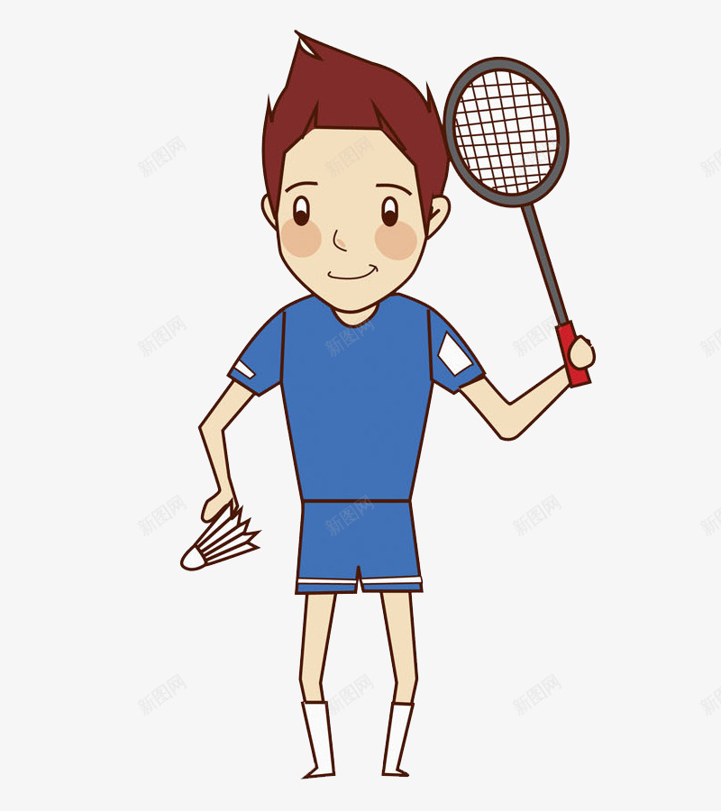 打羽毛球的男人png免抠素材_新图网 https://ixintu.com 卡通 帅气的 男人 羽毛球 蓝色的 运动 运动员
