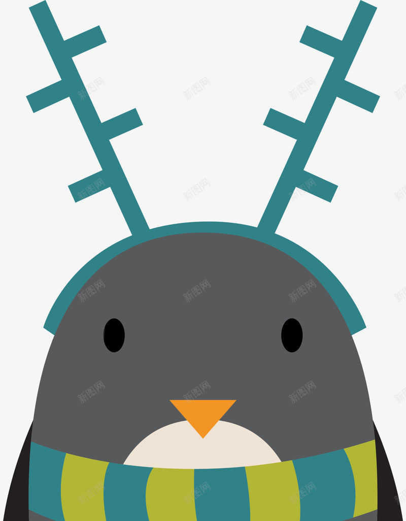 黑色卡通麋鹿企鹅png免抠素材_新图网 https://ixintu.com Christmas Merry 圣诞快乐 圣诞节 装饰图案 驯鹿 麋鹿 黑色企鹅