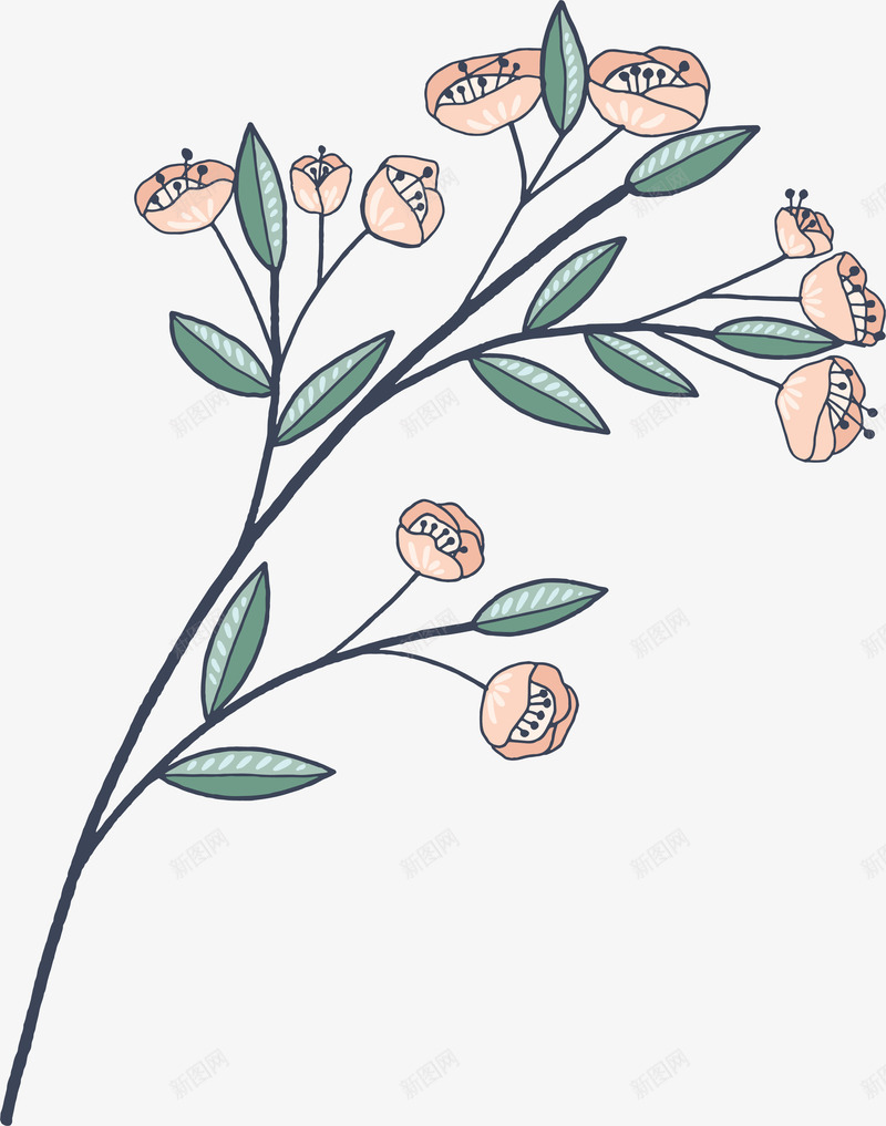 卡通粉色的小花绿叶png免抠素材_新图网 https://ixintu.com 创意 动漫动画 卡通花 粉色的小花 绿叶 美丽的花朵