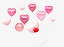爱心桃装饰psd源文件爱心粉红气球情人节漂浮装饰ps高清图片