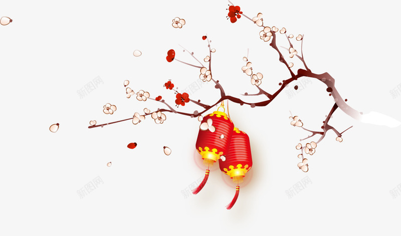 古风灯笼png免抠素材_新图网 https://ixintu.com 冬 古风 梅花 灯笼