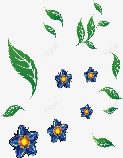 漂浮的树叶花朵png免抠素材_新图网 https://ixintu.com 叶子 树叶 漂浮 绿色 花朵