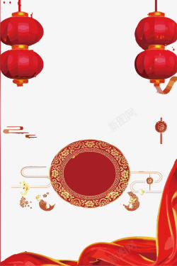 新年传统字幕条春节红灯笼卡通手绘矢量图高清图片