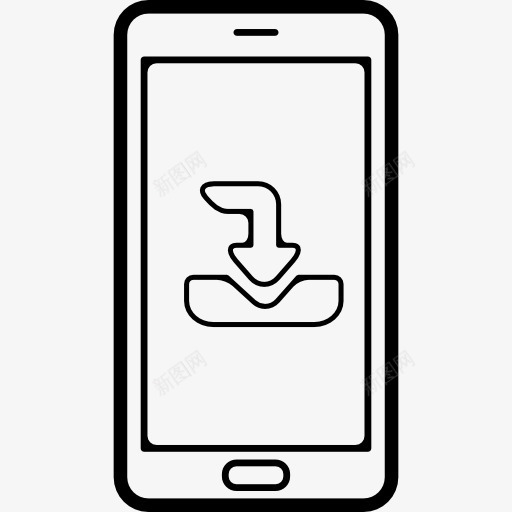手机屏幕上的向下箭头符号图标png_新图网 https://ixintu.com 向下箭头 工具 工具和器具 接收 电话 移动电话 符号
