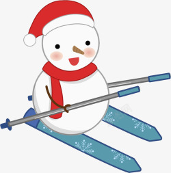 高兴的雪人卡通滑雪的雪人图高清图片