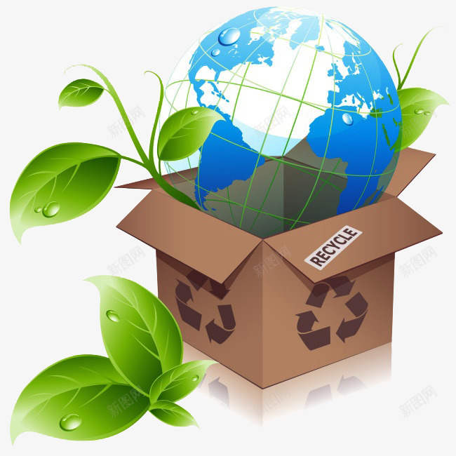 创意环保回收png免抠素材_新图网 https://ixintu.com 世界地图实景 地球 地球仪 环保素材 纸箱 绿叶 绿色环保素材