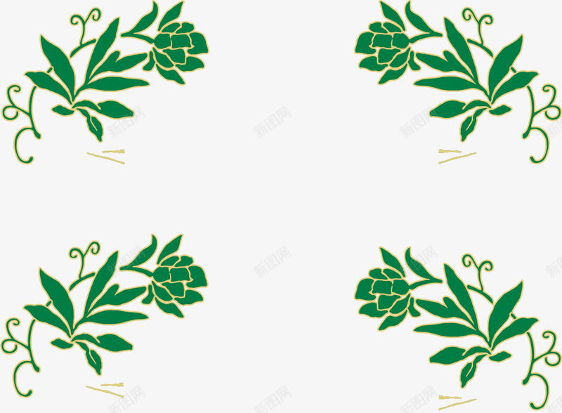 传统花卉纹路png免抠素材_新图网 https://ixintu.com 传统花卉 绿色 花卉 花纹 花纹图案