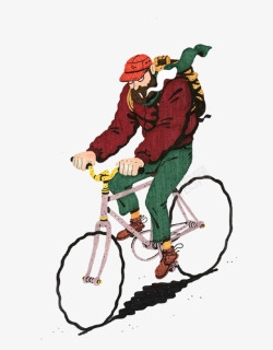 卡通男人骑自行车素材