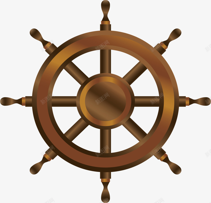 棕色船舵png免抠素材_新图网 https://ixintu.com 掌控方向 方向盘 木质 船舵