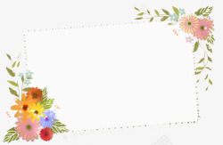 长方形镂空手绘对角花卉方形边框高清图片