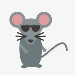 戴墨镜的小老鼠图案矢量图素材
