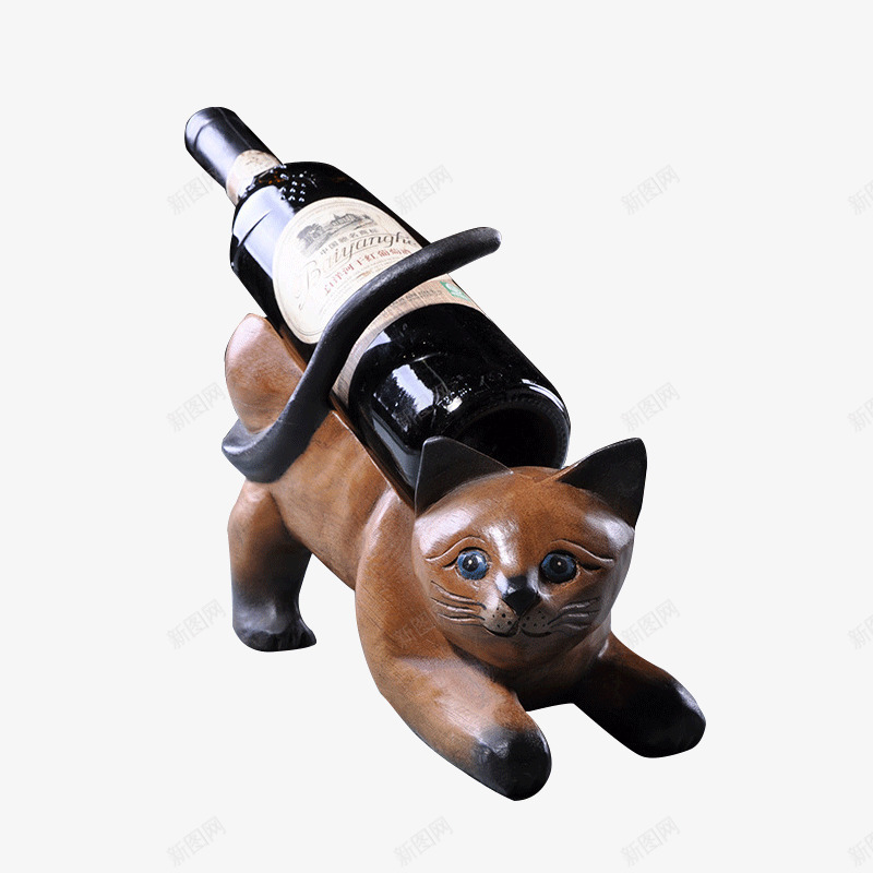 猫咪红酒架png免抠素材_新图网 https://ixintu.com 一瓶 卡通 手绘 木质 棕色的 猫咪 红酒 红酒架