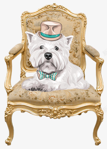 坐在椅子上的狗狗png免抠素材_新图网 https://ixintu.com 凳子 卡通 可爱 宠物 帽子 手绘 狗狗