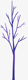 手绘梦幻紫色大树美景素材