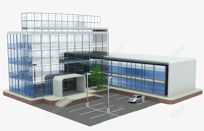 办公楼png免抠素材_新图网 https://ixintu.com 公司办公楼 办公楼 城市建筑 城市建筑素材 蓝色玻璃 高科技楼