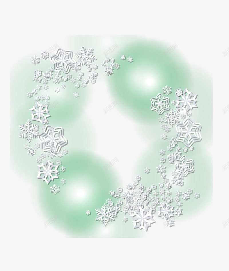 绿色闪耀冬日雪花png免抠素材_新图网 https://ixintu.com 冬天 冬季 大雪纷飞 绿色雪花 落雪 雪花片 飘雪 飞雪