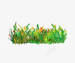 绿色水彩手绘草丛素材