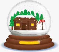 小木屋水晶球美丽的小木屋圣诞水晶球高清图片