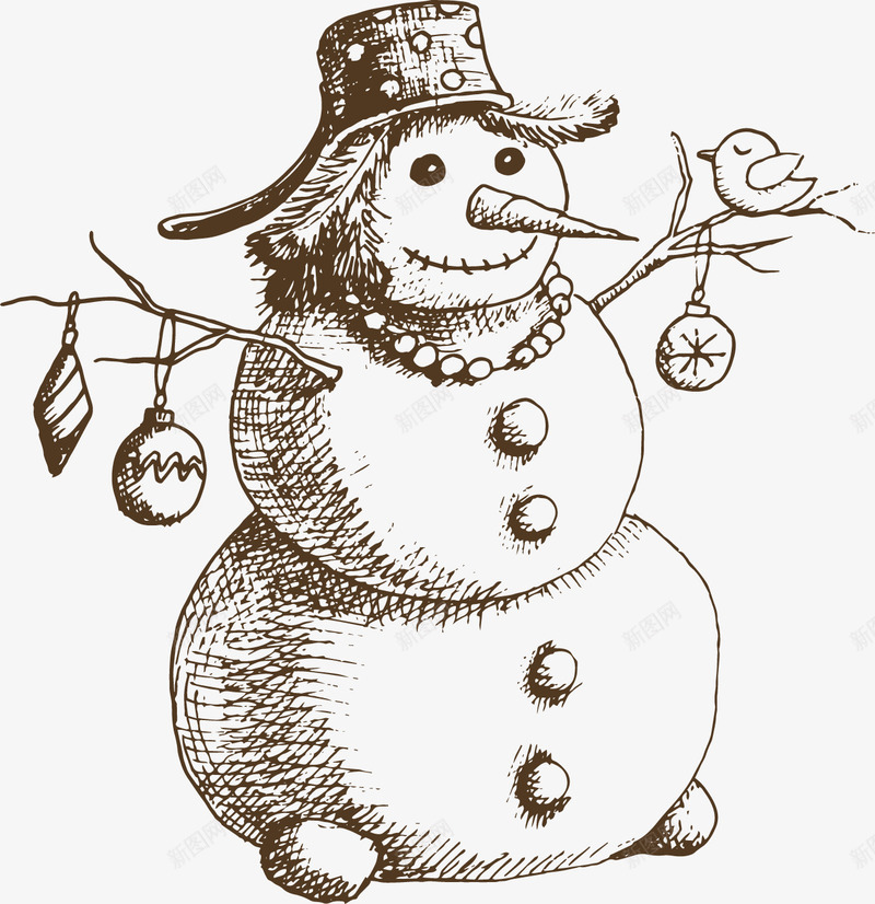 手绘圣诞雪人png免抠素材_新图网 https://ixintu.com 圣诞节 手绘 装饰图 雪人