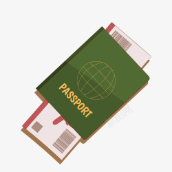 卡通护照机票矢量图素材