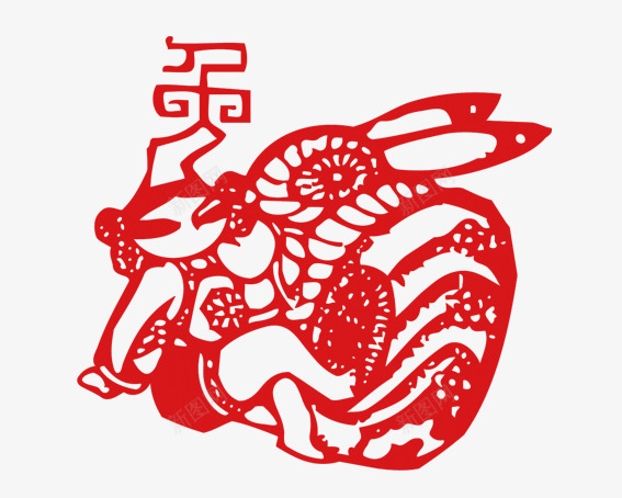 兔子和娃娃png免抠素材_新图网 https://ixintu.com 中国风 剪纸 剪纸兔子 新年 春节 红色 节日 金兔元宝