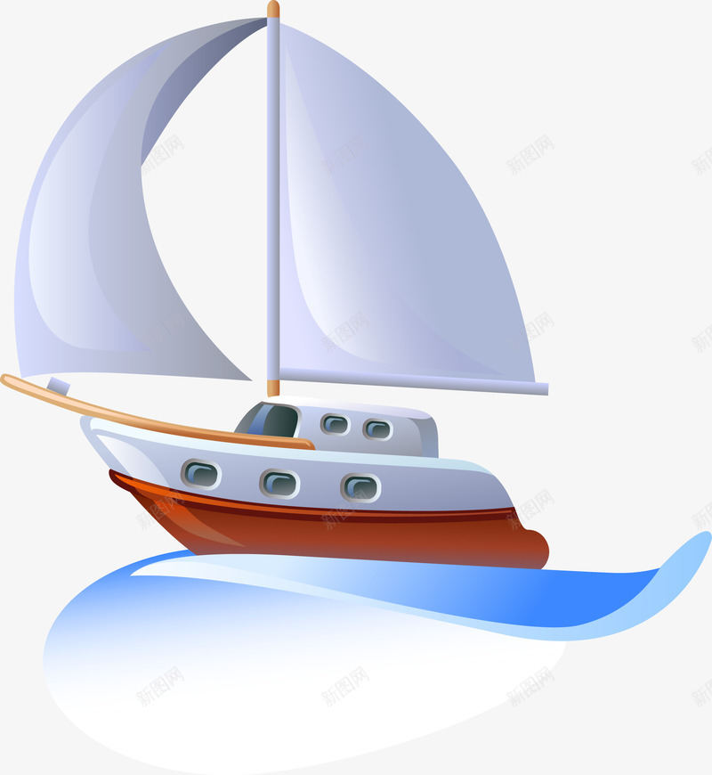 帆船图png免抠素材_新图网 https://ixintu.com 卡通船 帆船 矢量船只 船 船俯视 船只 货船 轮船